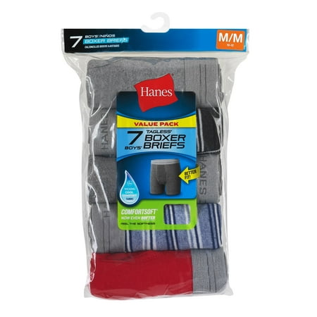 Hanes Comfort Flex Boys' Boxer Briefs Underwear, 7-Pack Assorted L