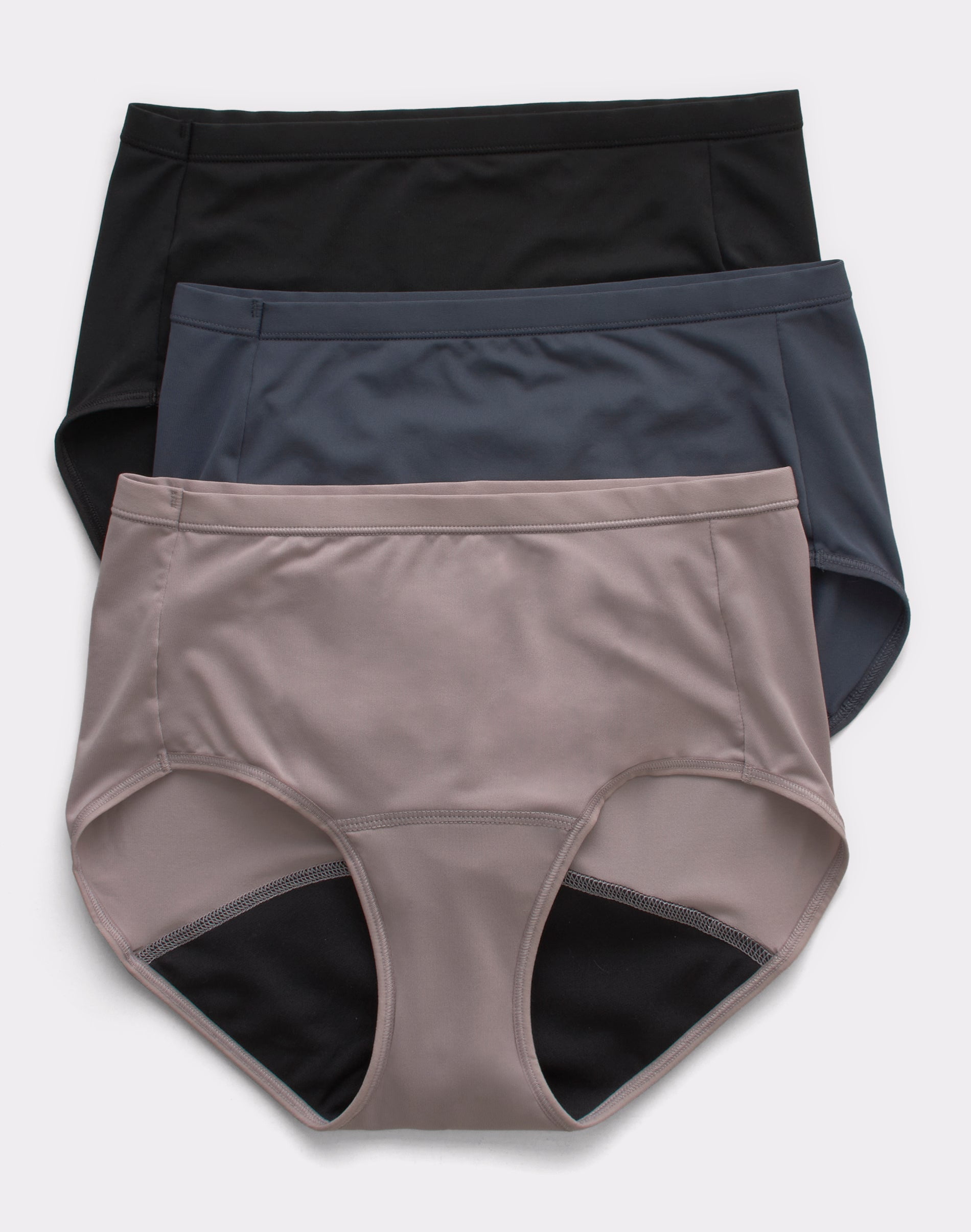 Hanes Comfort, Period. Women's Brief Underwear, Light Leaks, Neutrals,  3-Pack Assorted 7 