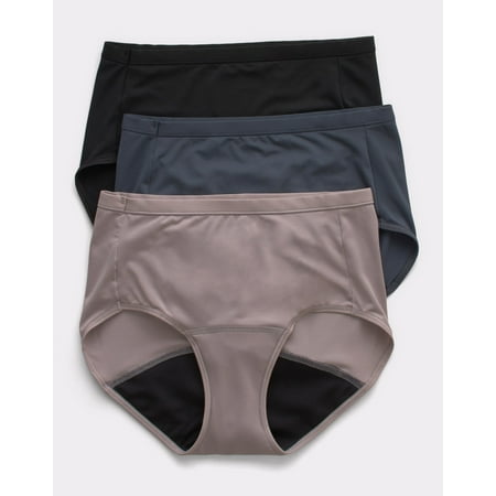 Hanes Comfort, Period. Women's Brief Underwear, Light Leaks, Neutrals, 3-Pack Assorted 8