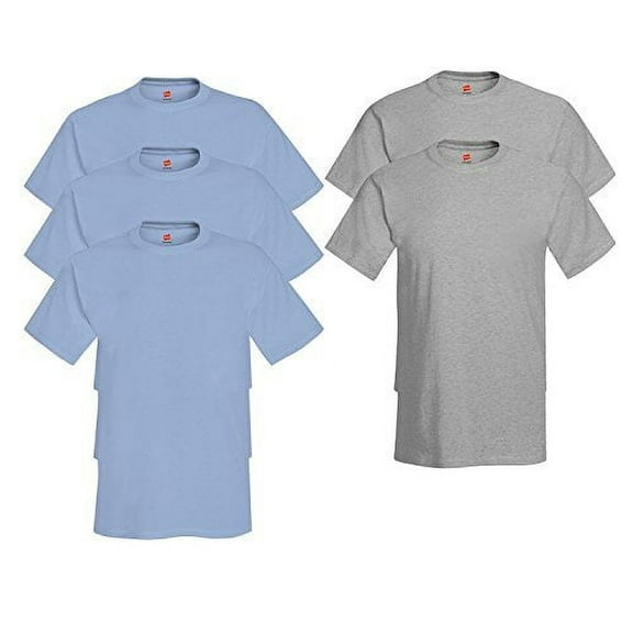 Hanes, Comfort Soft Crew-Neck T-Shirt Pack of 5, 3 Light Blue / 2 Light Steel, S
