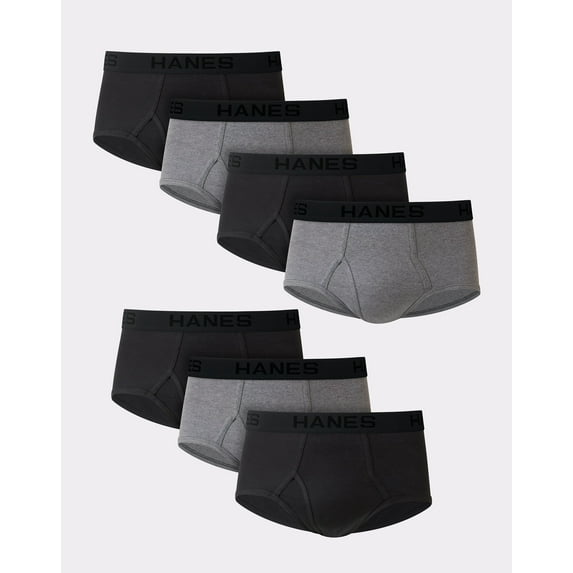 Hanes Brief 7 Pack No Ride Up Ultimate Men TAGLESS   Waist Comfort Flex Black/Grey