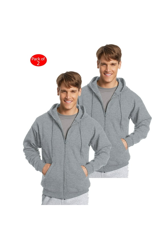 ComfortBlend; Eco Smart; Full Zip Hoodie, Color: Light Steel, Size: M --- PACK OF 2 (Men's Athleticwear - Original Company Packing)