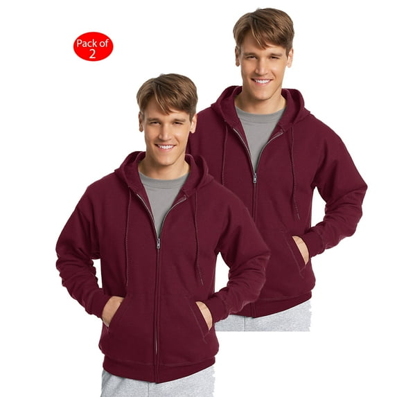 Hanes ComfortBlend; Eco Smart; Full Zip Hoodie, Color: Maroon, Size: L --- PACK OF 2 (Men's Athleticwear - Original Company Packing)