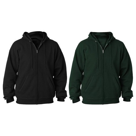 Hanes ComfortBlend® EcoSmart® Men`s Full Zip Hoodie (Pack of 2) (1 Black / 1 Deep Forest)