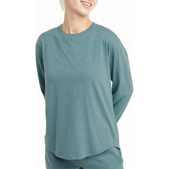 Hanes ComfortBlend Originals Tri-Blend Long-Sleeve T-Shirt, Crewneck Tee for Women, Relaxed Fit, Plus Sizes, Cactus PE Heather