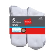 Hanes ComfortBlend Over-the-Calf Crew Socks 6-Pack White 6-12 Men's