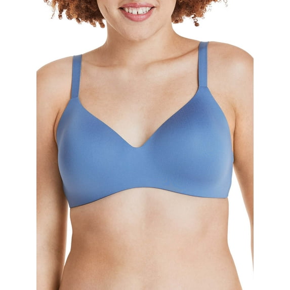 Hanes Womens No-Show Wireless Bra, Concealing Petals No-Show Bra with Convertible Straps
