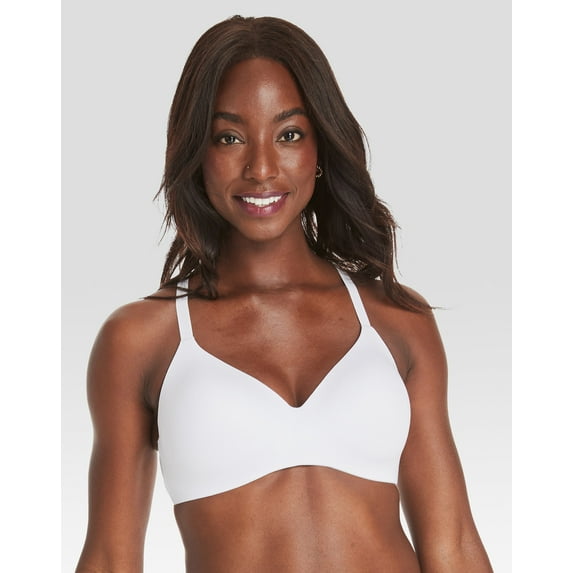 Hanes Womens No-Show Wireless Bra, Concealing Petals No-Show Bra with Convertible Straps