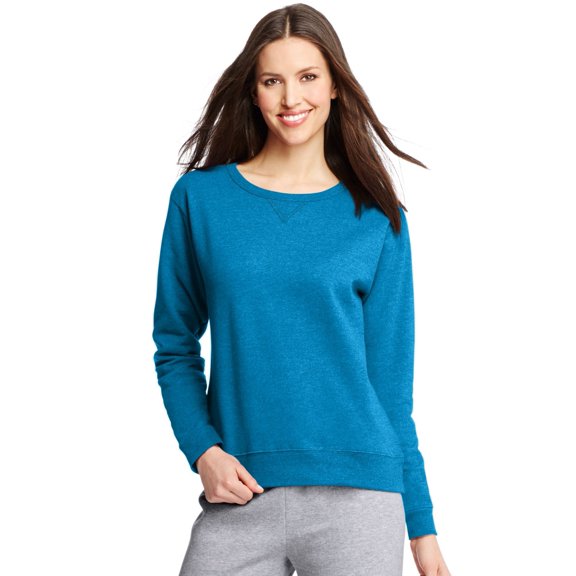Hanes ComfortSoft EcoSmart® Women's Crewneck Sweatshirt - Deep Dive Heather - L
