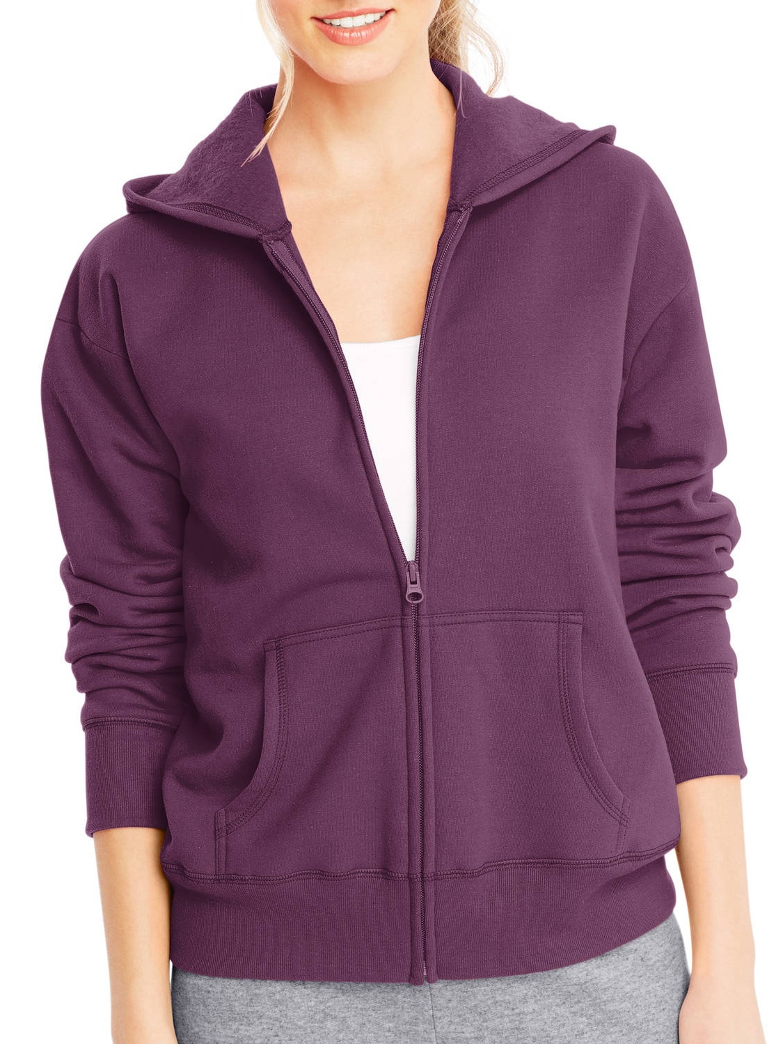 Hanes ComfortSoft EcoSmart Women's Fleece Full-Zip Hoodie Sweatshirt, Sizes S-XXL - image 1 of 2