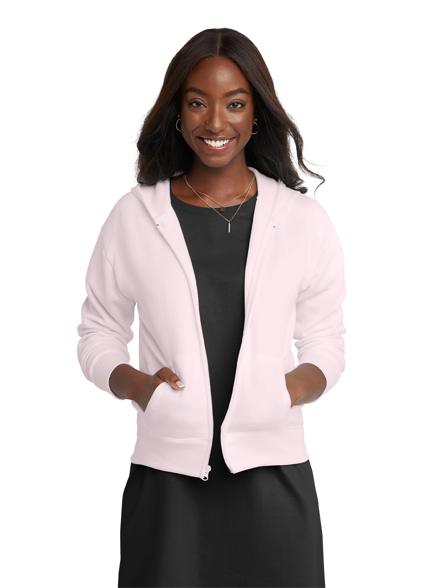 Hanes ComfortSoft EcoSmart Women's Fleece Full-Zip Hoodie Sweatshirt, Sizes S-XXL - image 1 of 6