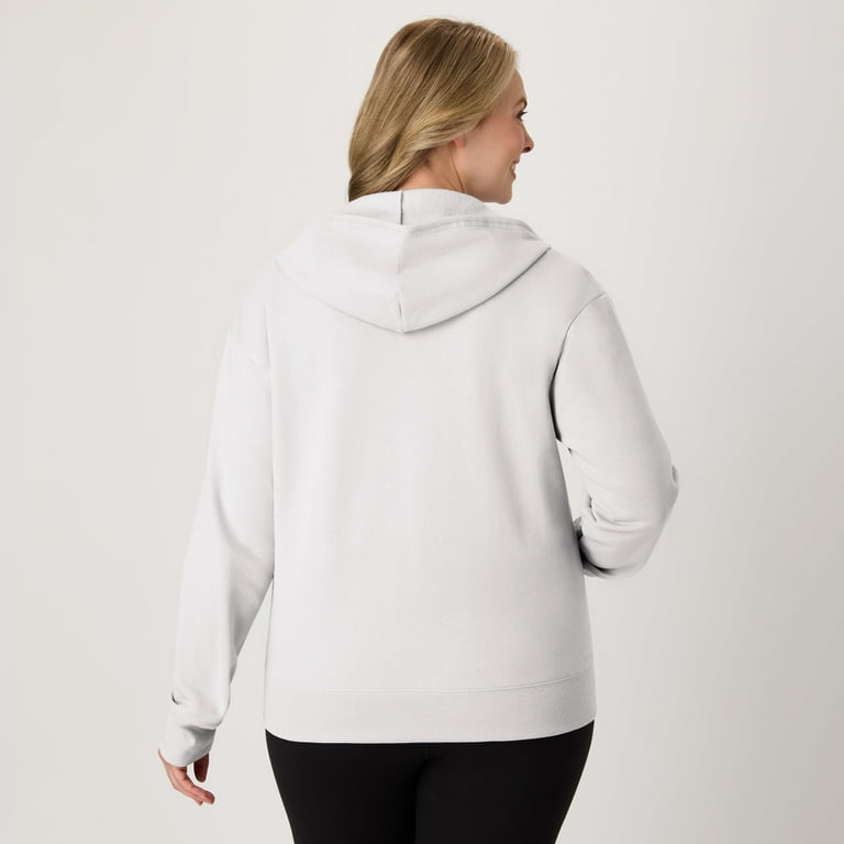Hanes EcoSmart Women's Full-Zip Fleece Sweatshirt Hoodie, White