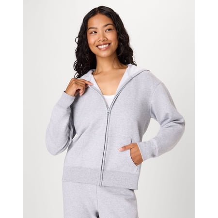 Hanes EcoSmart Women's Full-Zip Fleece Hoodie Light Steel 2XL