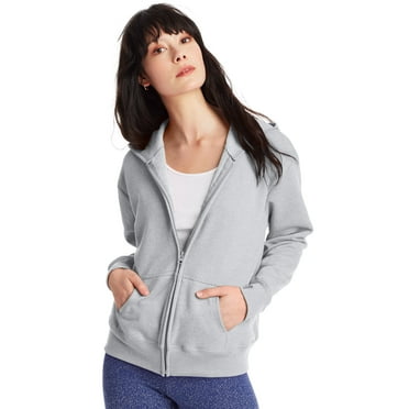 Hanes EcoSmart Women's Full-Zip Fleece Hoodie Light Steel XL