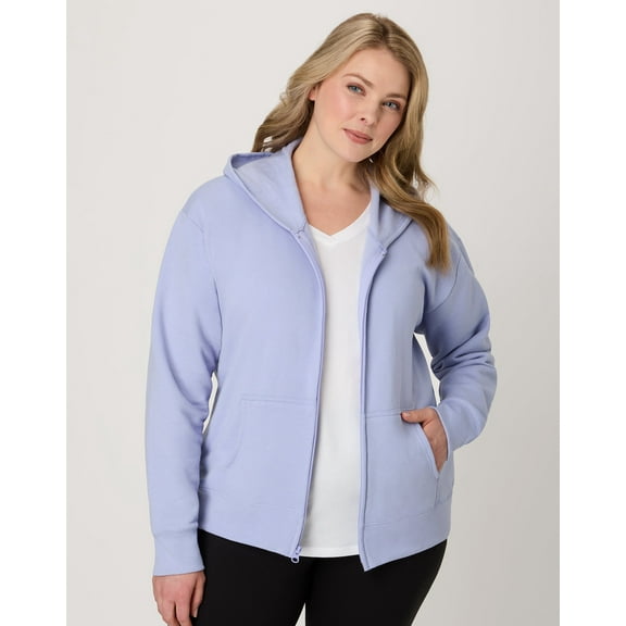 Hanes EcoSmart Women's Full-Zip Fleece Hoodie Peri Blue L