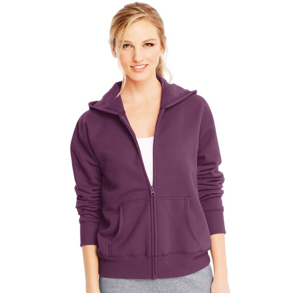 Hanes ComfortSoft ; EcoSmart® Women's Full-Zip Hoodie Sweatshirt - Size - L - Color - Plum Port Heather
