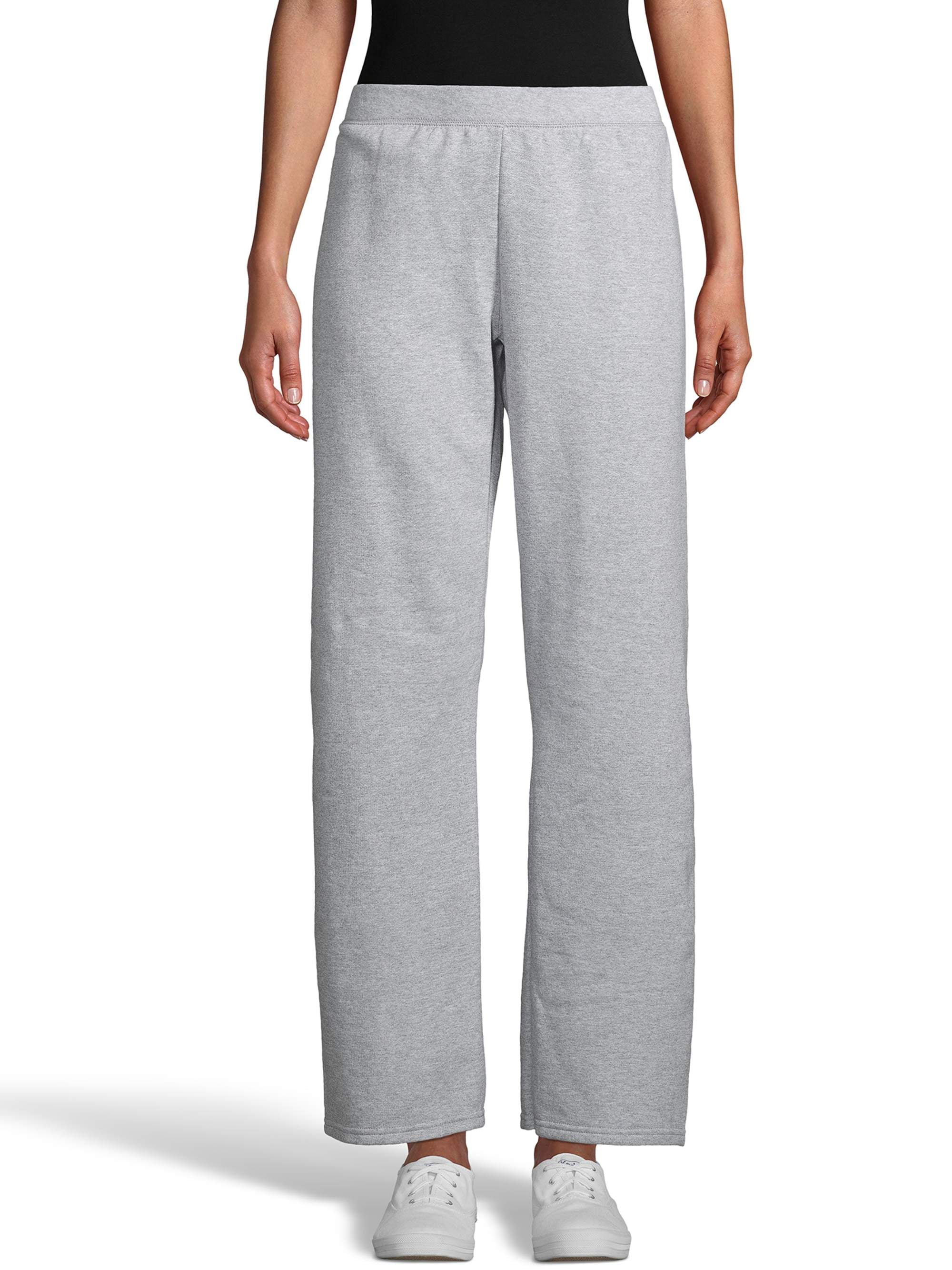 Hanes Womens EcoSmart Fleece Petite Sweatpants, Open Bottom Sweatpants,  Petite, 28.5'' Large Ebony