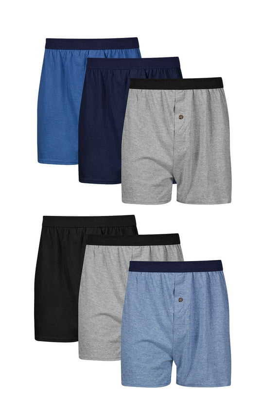 Underwear Boxers, 6-Pack, Moisture-Wicking Underwear, Soft Knit Jersey Boxers