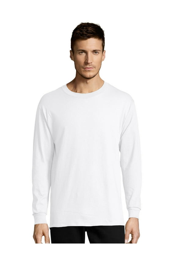 Long-Sleeve T-Shirt 4-Pack Tee ComfortSoft Men's 100% Cotton Heavyweight