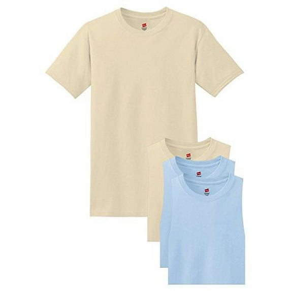 Hanes Comfortsoft Short Sleeve T - LIGHT BLUE - XX - Large (Pack of 4) (2 Sand / 2 Light Blue)