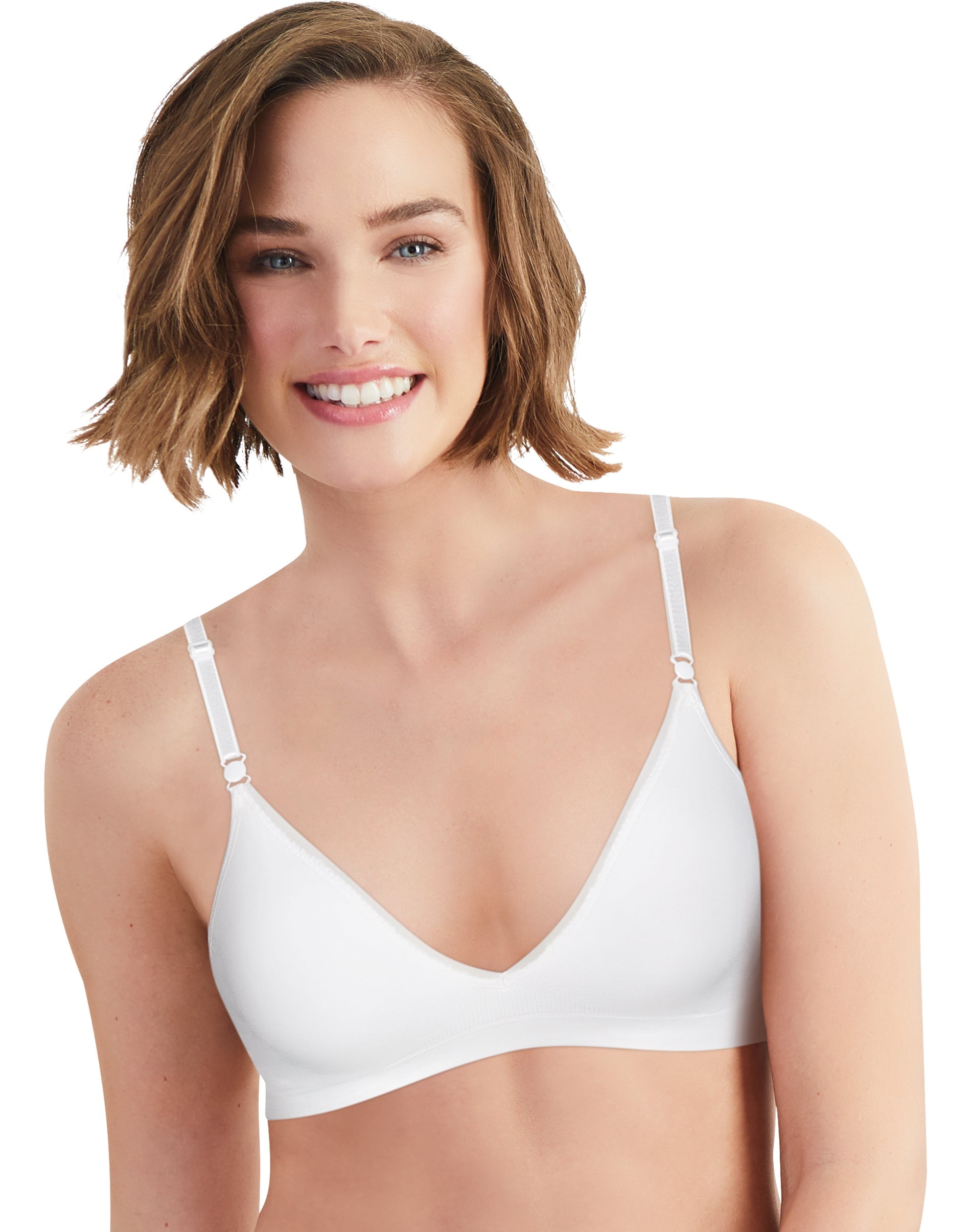 Hanes Ultimate Women's Wireless Bra, Seamless Comfy Support White L 