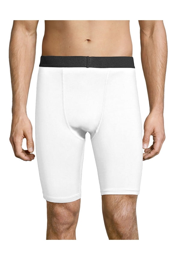 Sport Men's Performance Compression Shorts, 9" True White/Ebony L