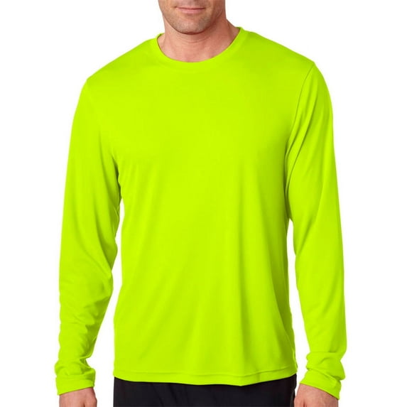 Hanes - Cool DRI Long Sleeve Performance T-Shirt - 482L, Safety Green, S, Pack Of 2, Hanes Mens T-Shirts