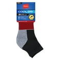 thumbnail image 1 of Hanes Cool DRI Men's Ankle Socks with Ventilation, 3-Pairs Black Assortment 6-12, 1 of 2