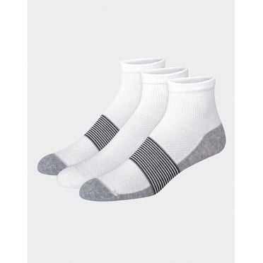 Hanes Cool DRI Men's Ankle Socks with Ventilation, 3-Pairs White Assortment 6-12