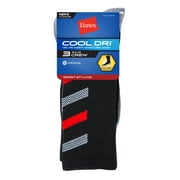 HANES Cool DRI Men's Crew Socks with Ventilation, 3-Pairs White 12-14