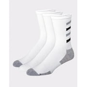 HANES Cool DRI Men's Crew Socks with Ventilation, 3-Pairs White 12-14