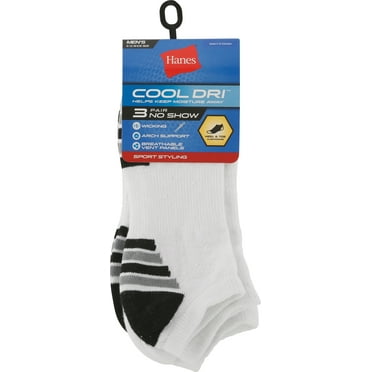 Hanes Cool DRI Men's No Show Socks with Ventilation, 3-Pairs