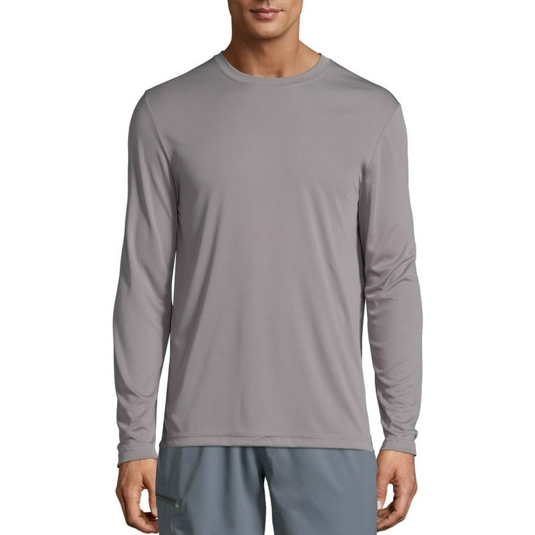 Hanes Cool DRI Performance Long Sleeve T Shirt 482L Graphite M