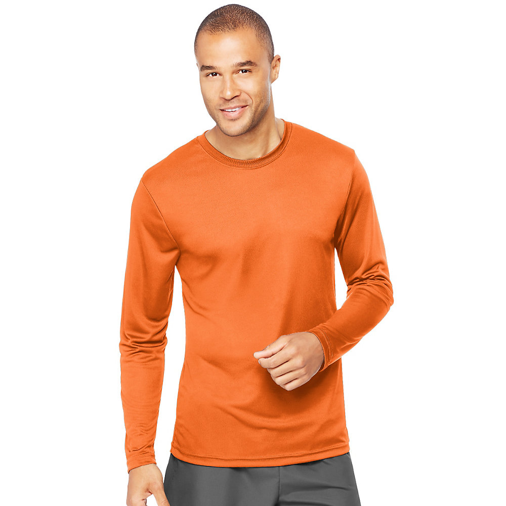 Hanes Cool DRI Performance Long-Sleeve T-Shirt (482L) Safety Orange, M - image 1 of 7