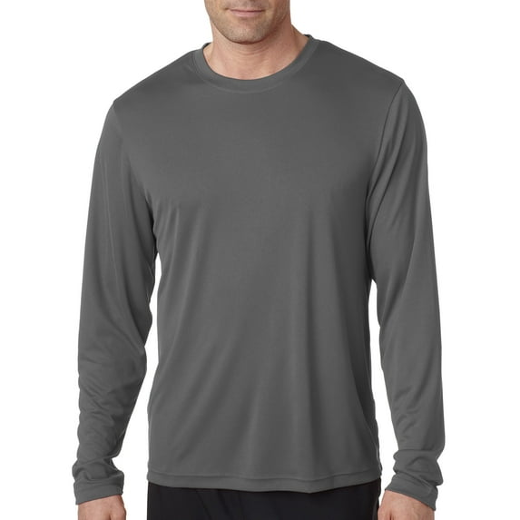 Hanes Cool DRI; Performance Men's Long-Sleeve T-Shirt, Color: Graphite, Size: XL --- PACK OF 2 (Men's Athleticwear - Original Company Packing)