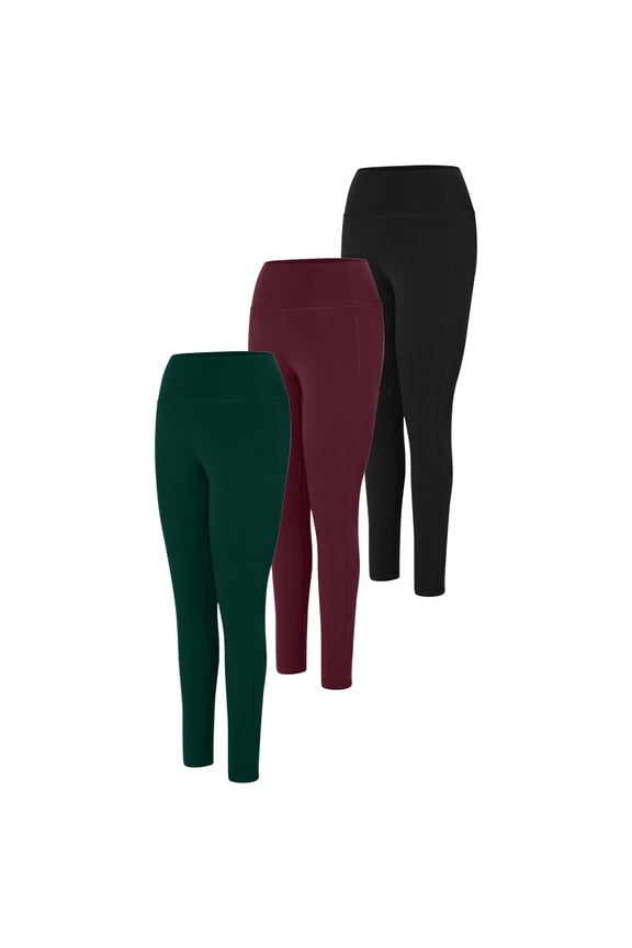 Cool DRI Women’s Legging, 3-Pack, Moisture-Wicking Performance Black/Maroon/Deep Forest 2XL