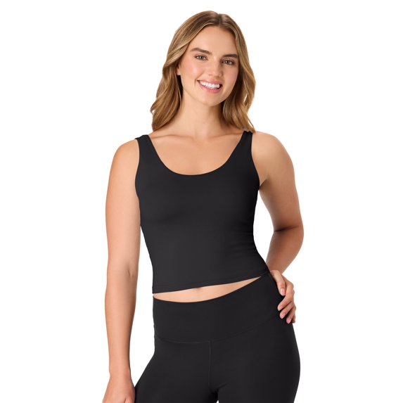 Hanes CoolDRI Women's Crop Tank with Built-in Shelf Bra, 3-Pack Black/Graphite/White L