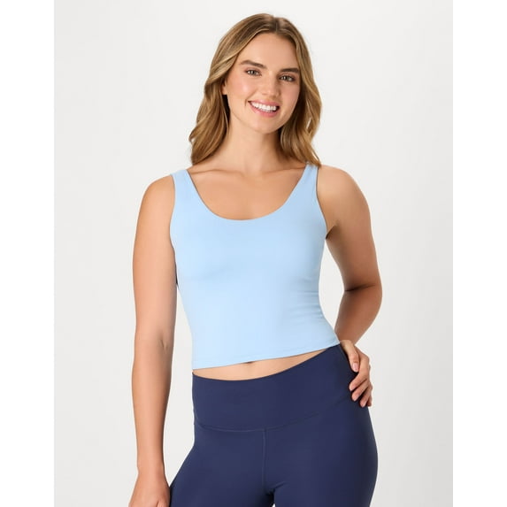 Hanes CoolDRI Women's Crop Tank with Built-in Shelf Bra, 3-Pack Black/Light Blue/Deep Royal XL