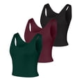 thumbnail image 1 of Hanes CoolDRI Women's Crop Tank with Built-in Shelf Bra, 3-Pack Black/Maroon/Deep Forest S, 1 of 7