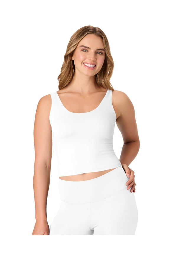 CoolDRI Women's Crop Tank with Built-in Shelf Bra, 3-Pack Charcoal/Teal/Flair Pink XL