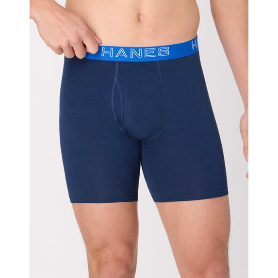 Hanes Core Stretch Men's Underwear Boxer Briefs Pack - 6-Pack - Moisture-Wicking Cotton-Stretch Navy/Grey XL