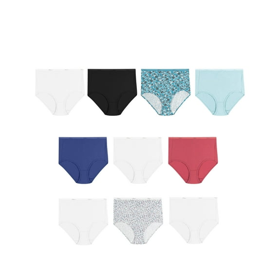 Hanes Cotton High Waist Brief Panties 10-Pack Assorted 7 Women's