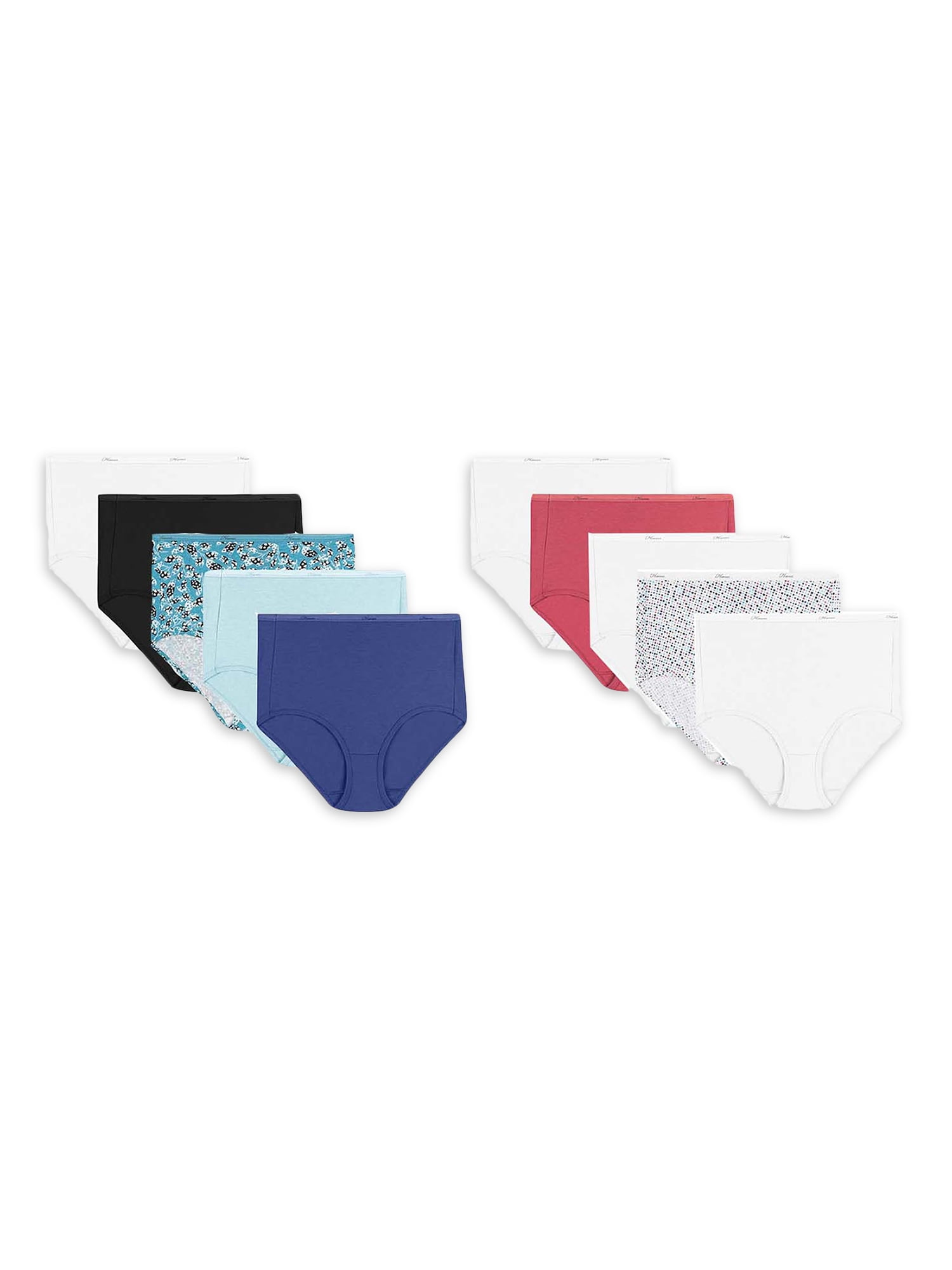 Hanes Cotton High Waist Brief Panties 10Pack Assorted 8 Women's