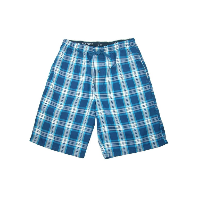 Hanes men's cotton madras drawstring sleep pajama shorts hotsell