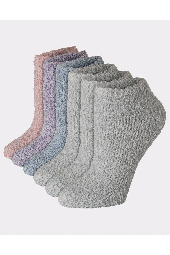 Cozy No Show Socks 6-Pack Women's Comfortable Fit Assorted Colors sz 5-9