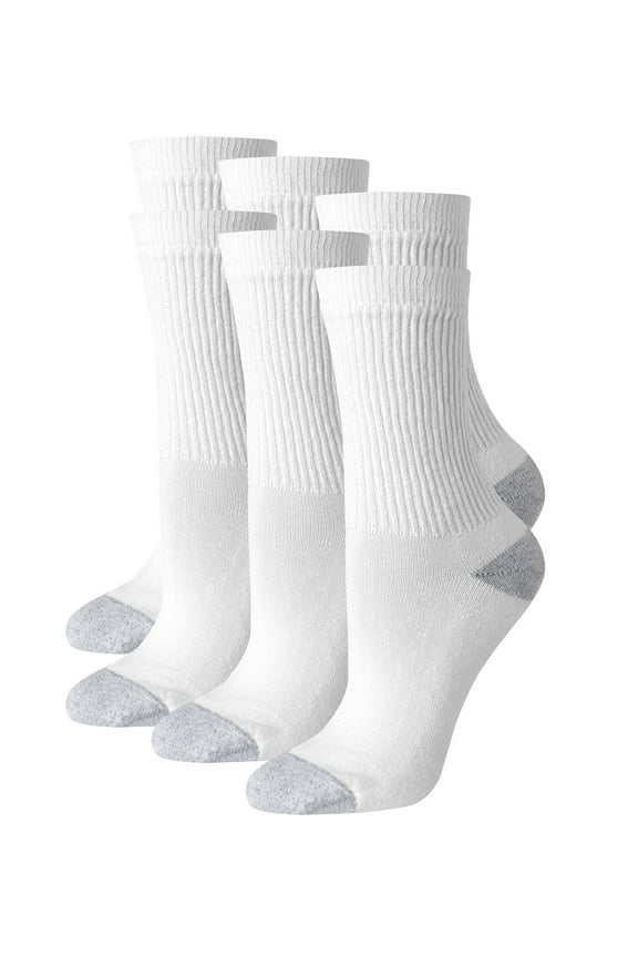 Crew Socks 6 Pack  Women Cool Comfort Mid Calf Cushioned Cotton Blend Wick