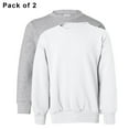 thumbnail image 1 of Hanes - Crewneck Sweatshirt for Youth | Fleece Crewneck Warmth Pullover Casual Sweater, White & Light Steel Color 7.8 oz 50/50 US grown Cotton/Polyester Soft Sweatshirt, Size M, Pack of 2, 1 of 5