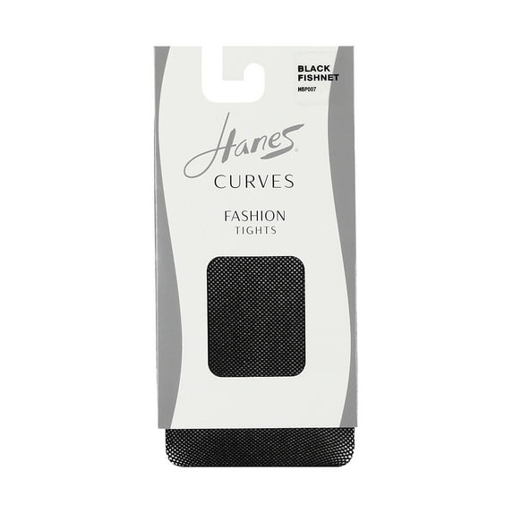 Hanes Curves Fishnet Tights Black 1X/2X Women's