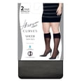 thumbnail image 1 of Hanes Curves Women's Sheer Socks, 2-Pairs Black 3X/4X, 1 of 3