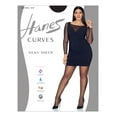 thumbnail image 1 of Hanes Curves Women's Silky Sheer Control-Top Pantyhose with Toe Black 1X/2X, 1 of 8